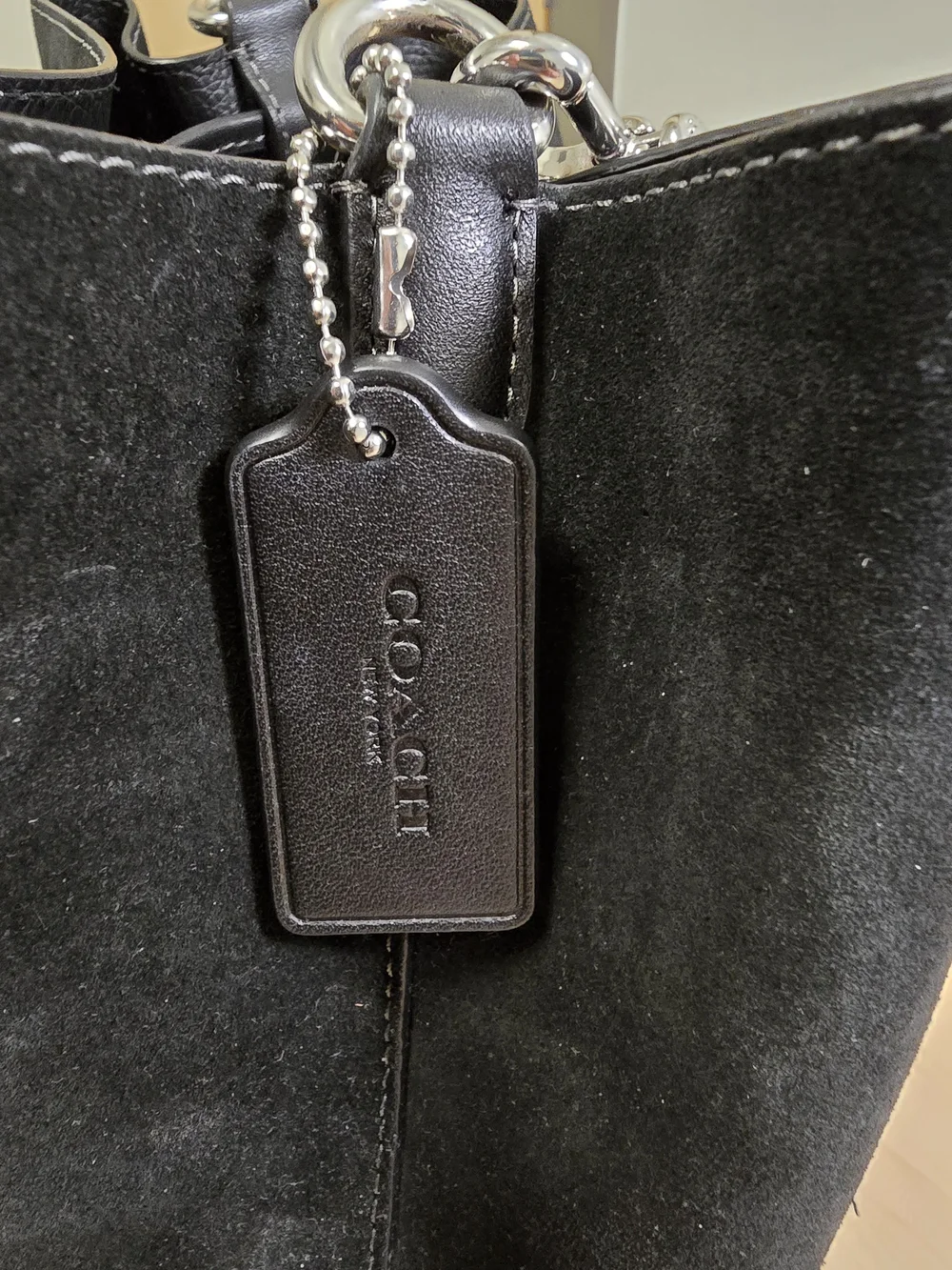 COACH CCZ89 Rowan Black Suede Drawstring Bucket Bag Crossbody Pouch Dust Bag **